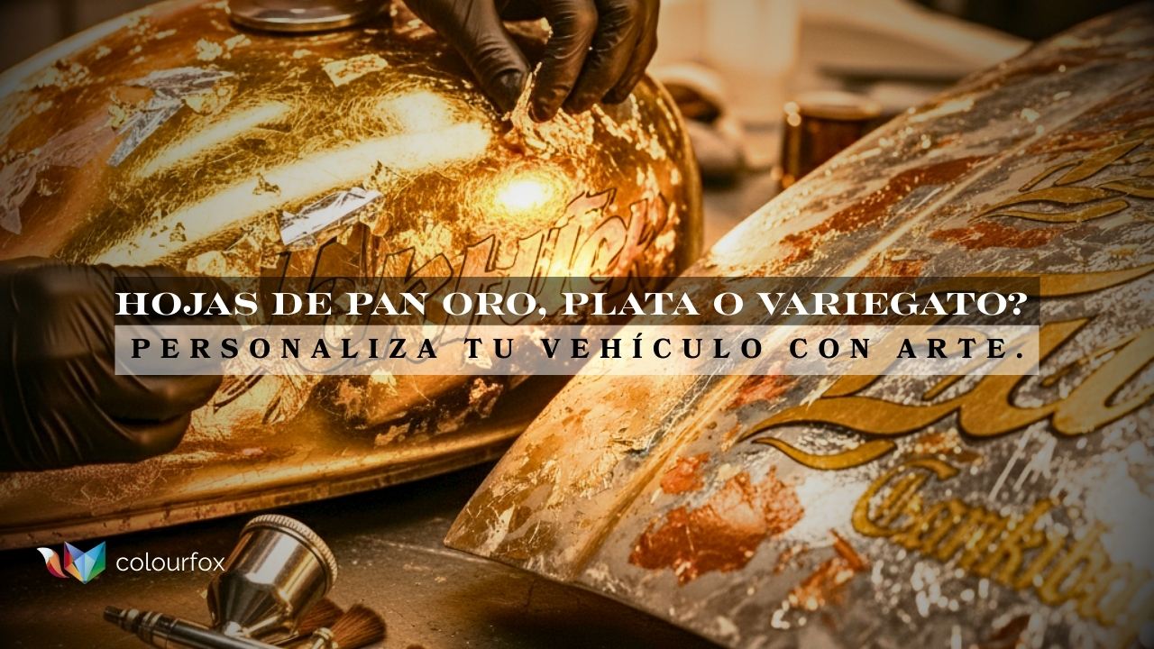 Hojas de pan oro, plata o variegato? Personaliza tu vehículo con arte.